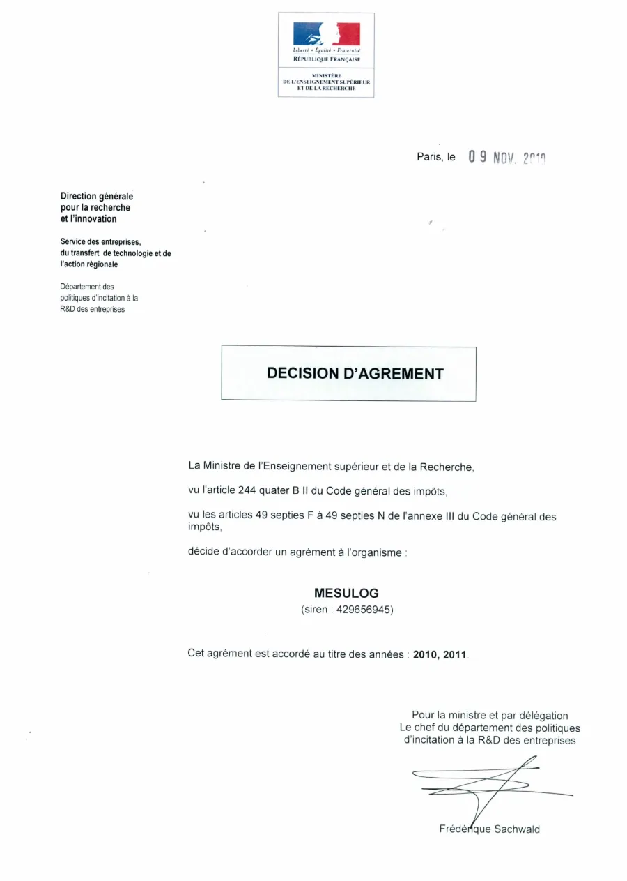 Agrément Mesulog 2010-2011 – page 1