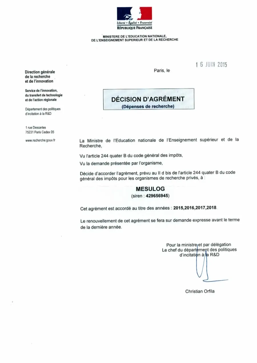 Agrément Mesulog 2015-2018 – page 1