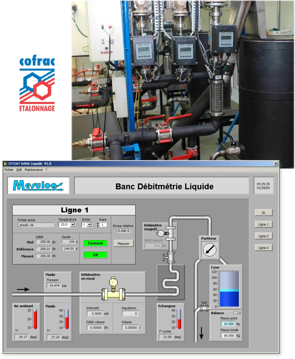 Banc d’étalonnage débitmétrie