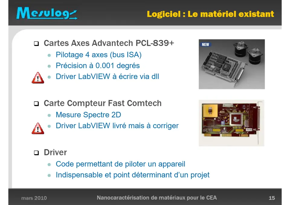 Logiciel : Le matériel existant – diapositive 15