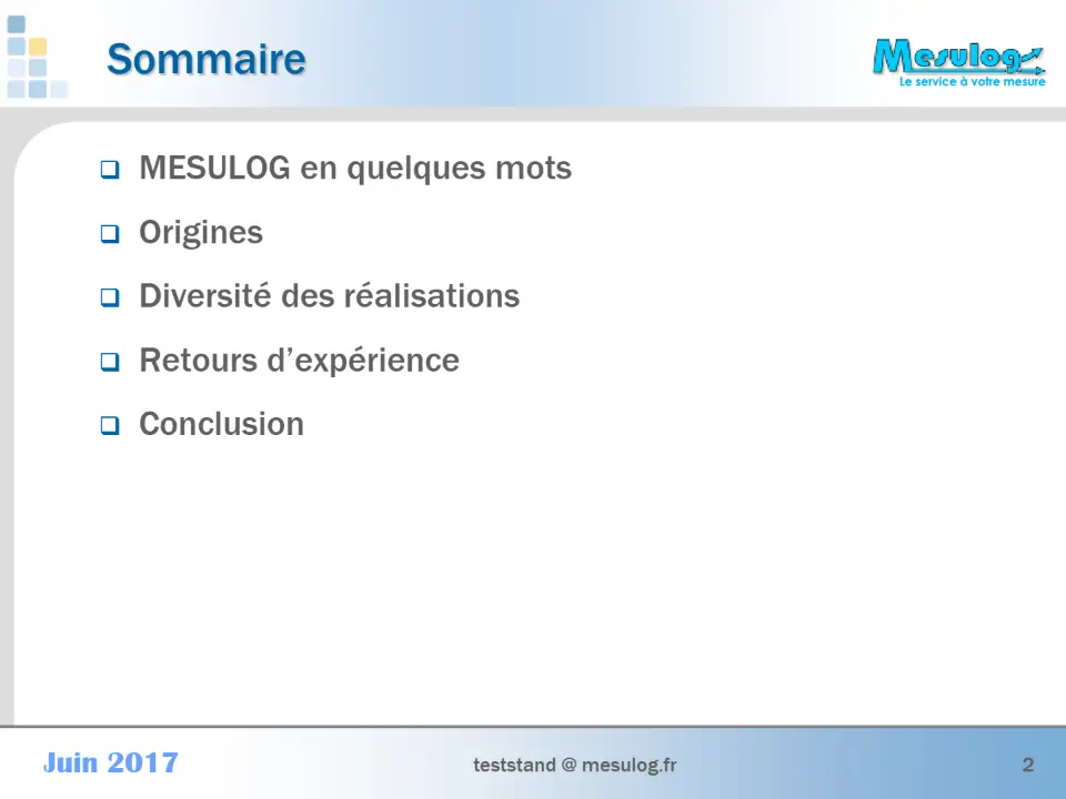Sommaire – diapositive 2