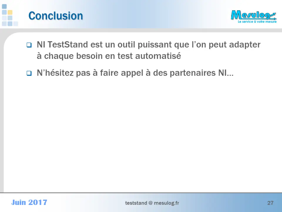 Conclusion – diapositive 27