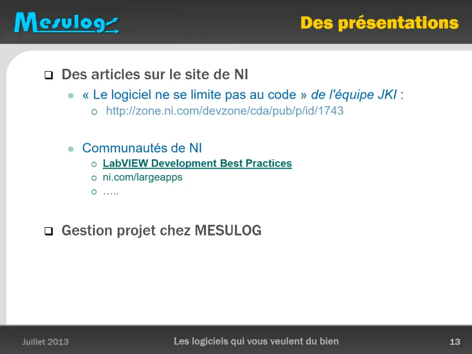 Des présentations – diapositive 13