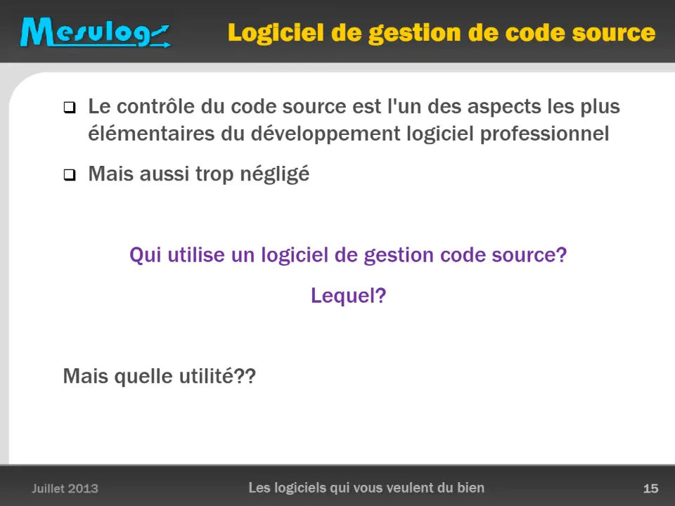 Logiciel de gestion de code source – diapositive 15