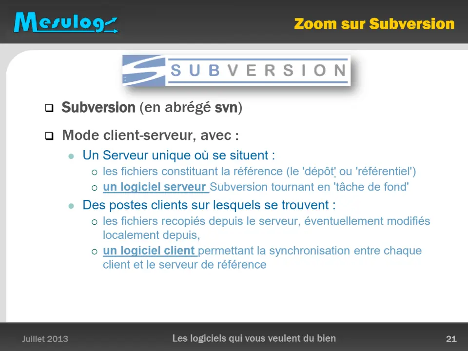 Zoom sur Subversion – diapositive 21