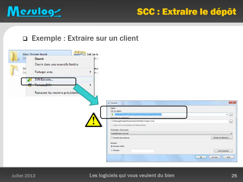 SCC : Extraire le dépôt – diapositive 25