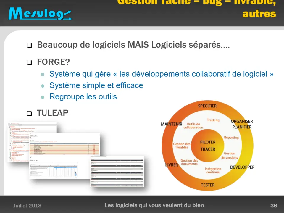 Gestion Tâche – bug – livrable, autres – diapositive 36