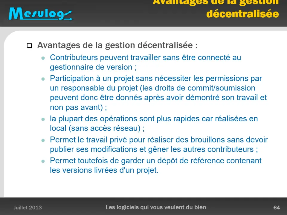 Avantages de la gestion décentralisée – diapositive 64