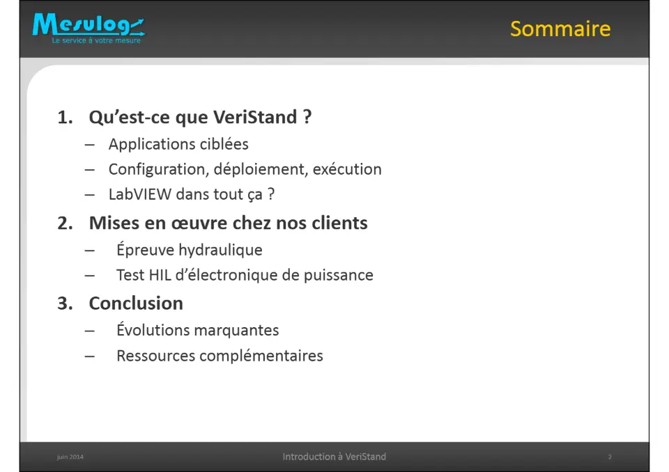 Sommaire – diapositive 2