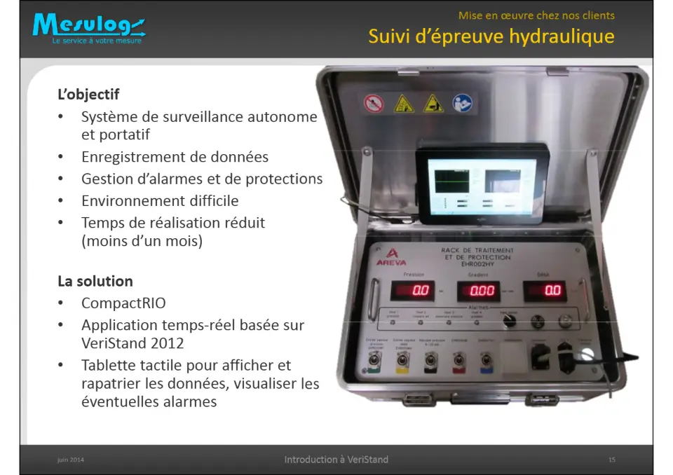 Suivi d’épreuve hydraulique – diapositive 14