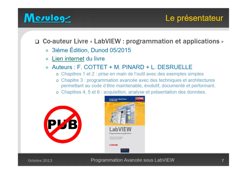 Le présentateur – diapositive 7