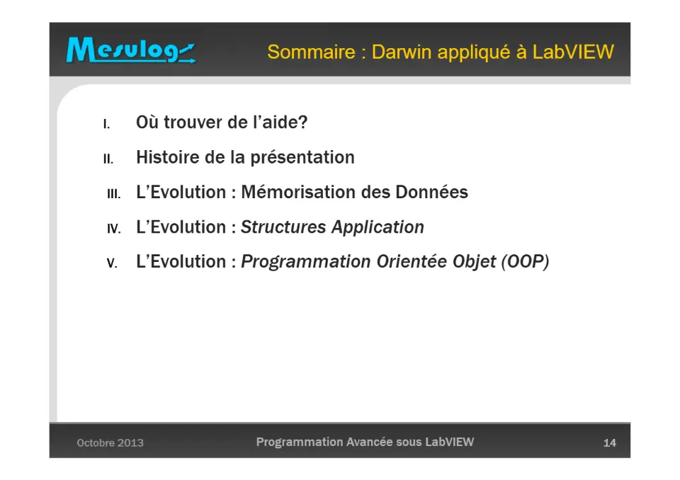Darwin appliqué à LabVIEW : l’évolution de la gestion des données – diapositive 14