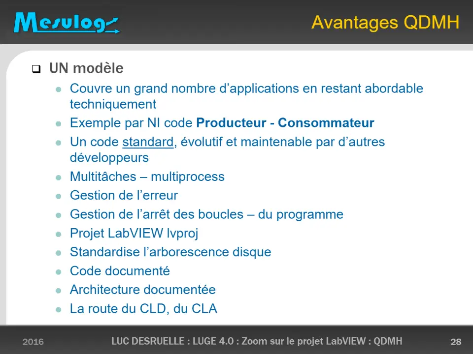 Avantages QDMH – diapositive 28