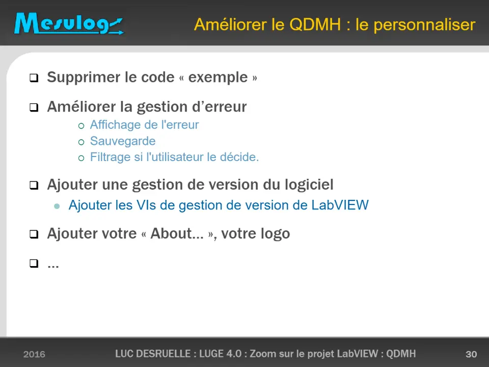 Améliorer le QDMH : le personnaliser – diapositive 30