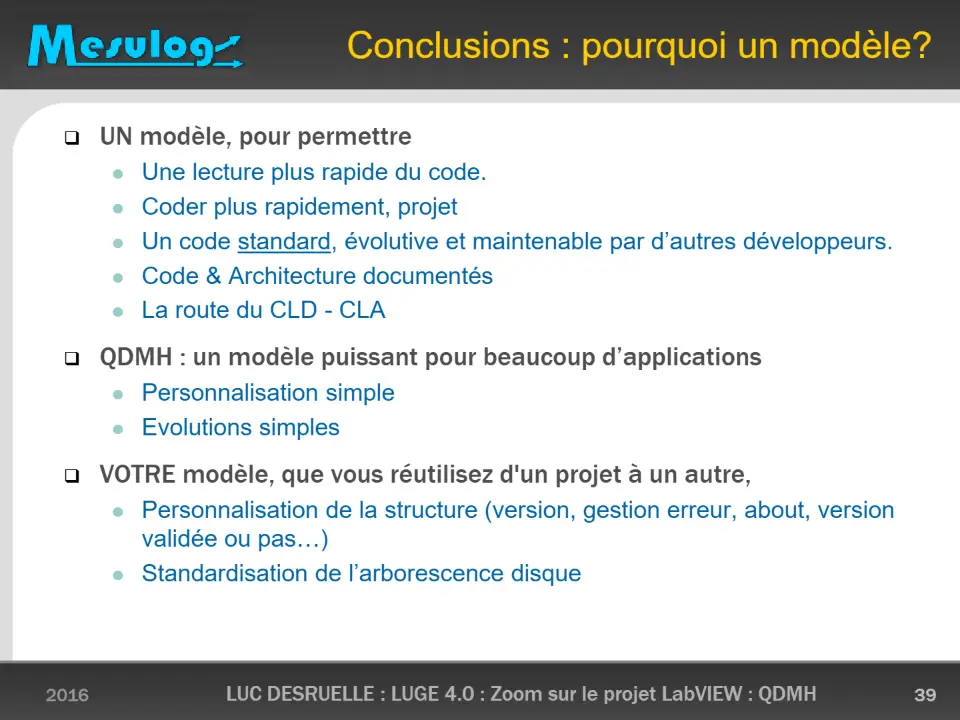 Conclusions : pourquoi un modèle? – diapositive 39