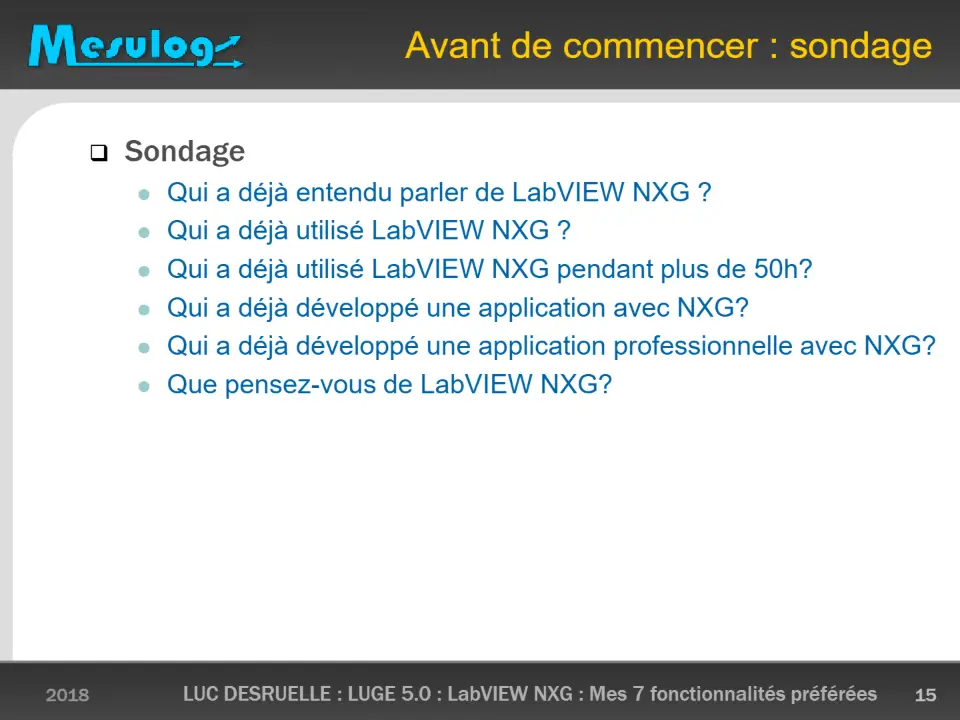 Avant de commencer : sondage – diapositive 15