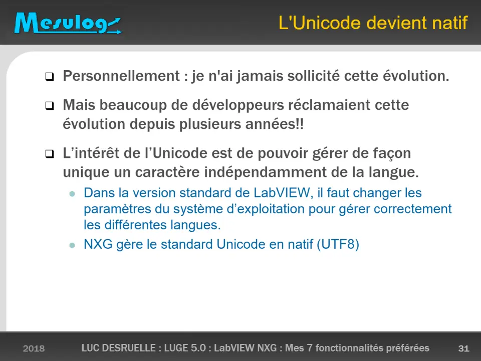L'Unicode devient natif – diapositive 31