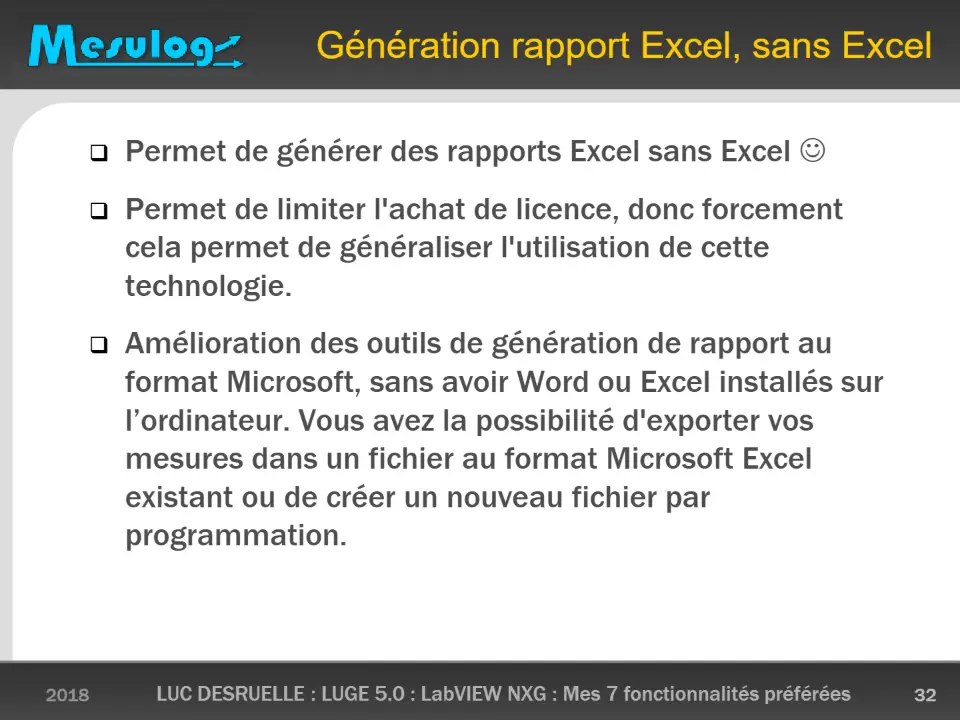 Génération rapport Excel, sans Excel – diapositive 32