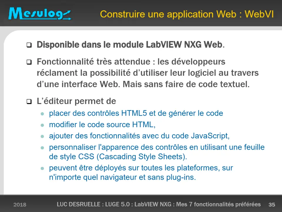 Construire une application Web : WebVI – diapositive 35