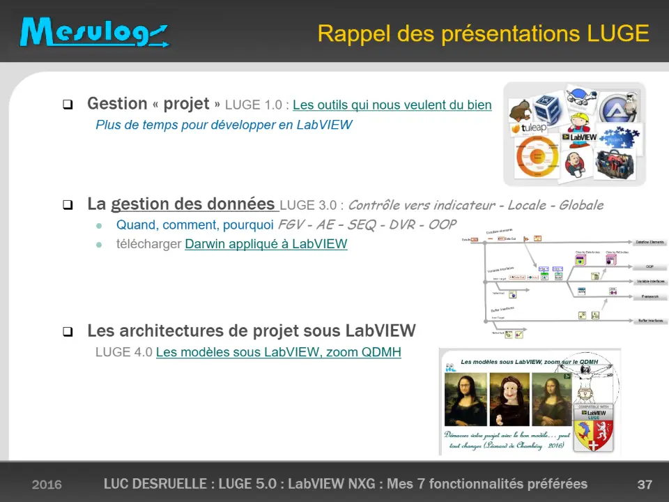 Rappel des présentations LUGE – diapositive 37