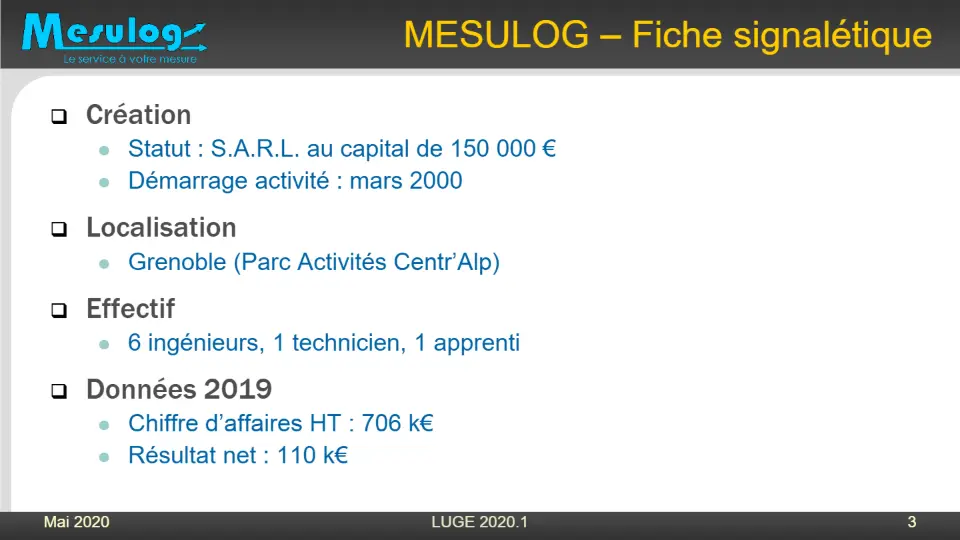 MESULOG – Fiche signalétique – diapositive 3