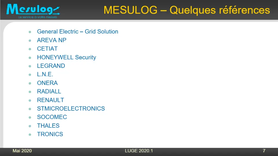 MESULOG – Quelques références – diapositive 7