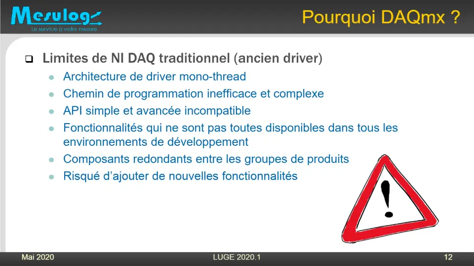 Pourquoi DAQmx ? – diapositive 12