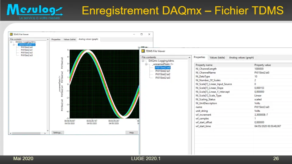 Enregistrement DAQmx – Fichier TDMS – diapositive 25