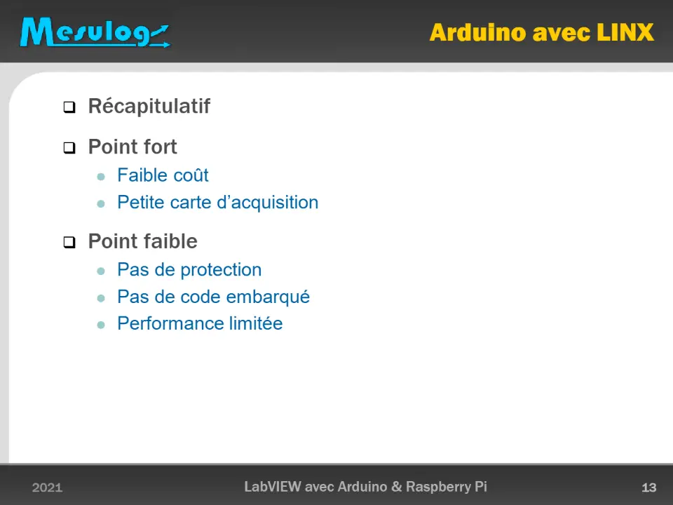 Arduino avec LINX – diapositive 13