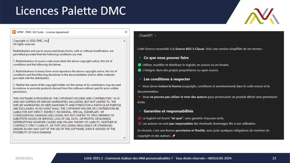 Licences Palette DMC – diapositive 20