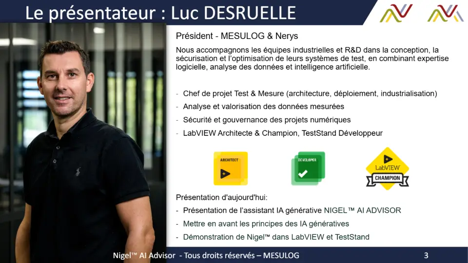 Le présentateur : Luc DESRUELLE – diapositive 3