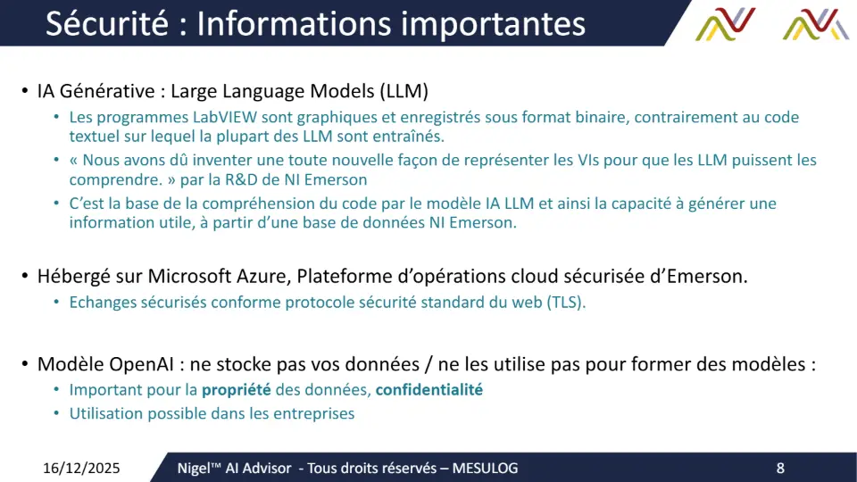 Sécurité : Informations importantes – diapositive 8