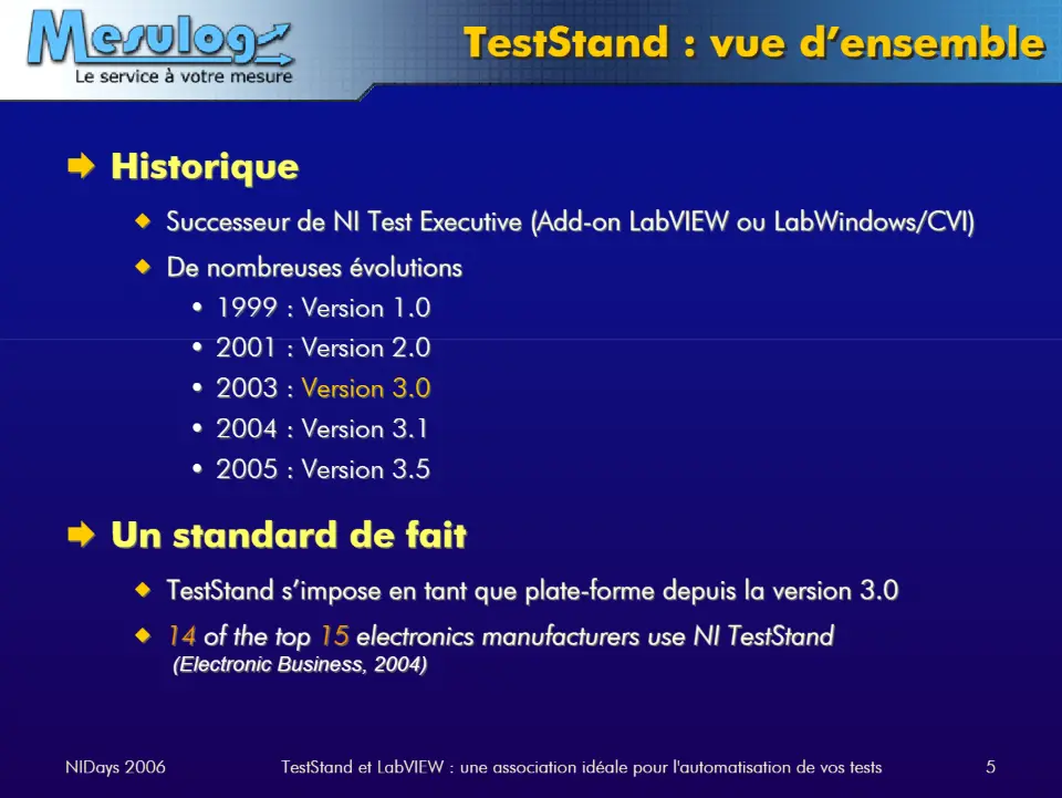 TestStand : vue d’ensemble – diapositive 5