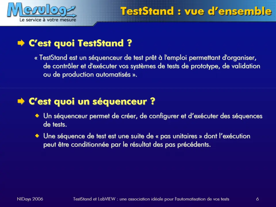 TestStand : vue d’ensemble – diapositive 6