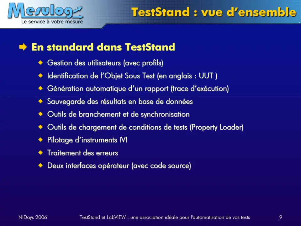 TestStand : vue d’ensemble – diapositive 9