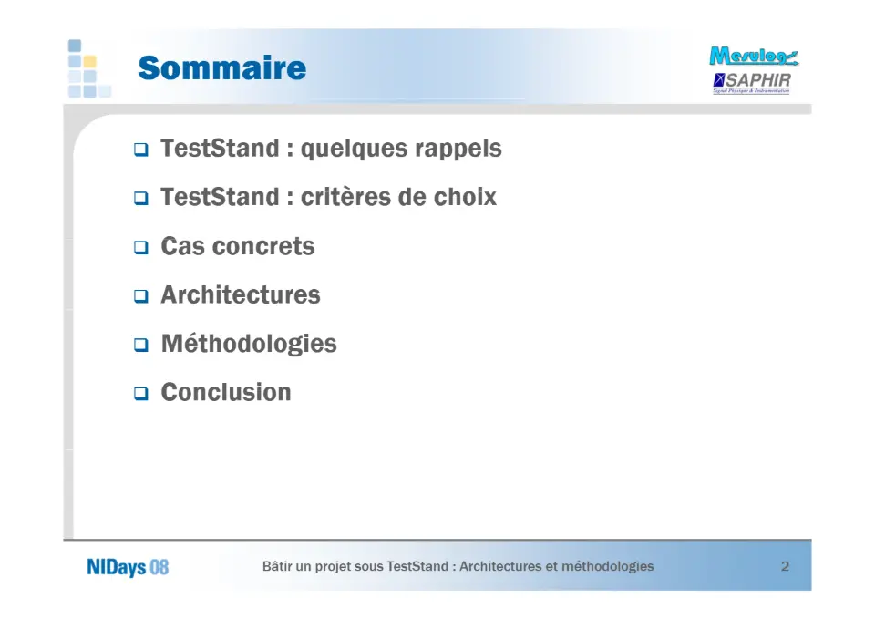 Bâtir un projet sous TestStand – diapositive 2
