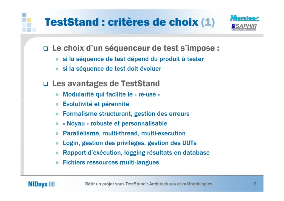 Bâtir un projet sous TestStand – diapositive 6