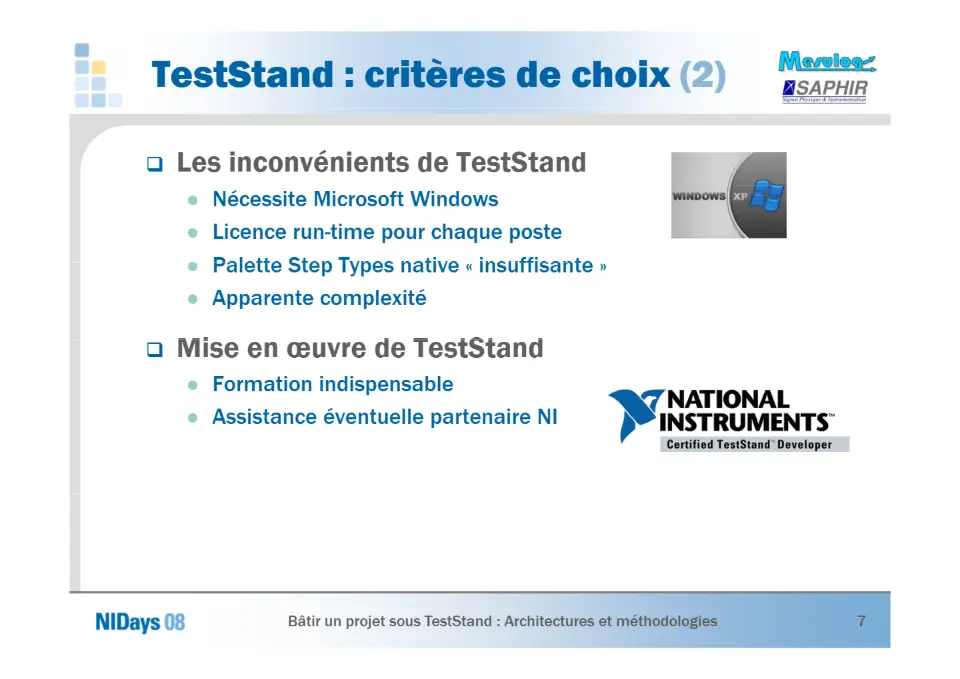Bâtir un projet sous TestStand – diapositive 7