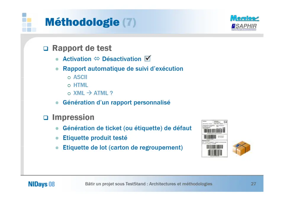 Bâtir un projet sous TestStand – diapositive 27