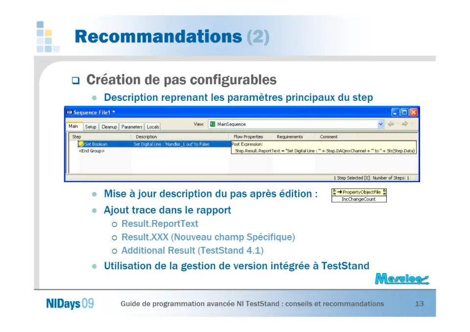 Guide de programmation avancée NI TestStand – diapositive 13