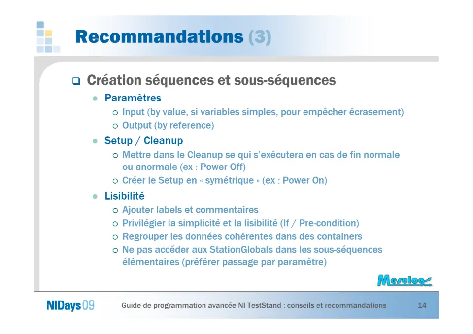 Guide de programmation avancée NI TestStand – diapositive 14