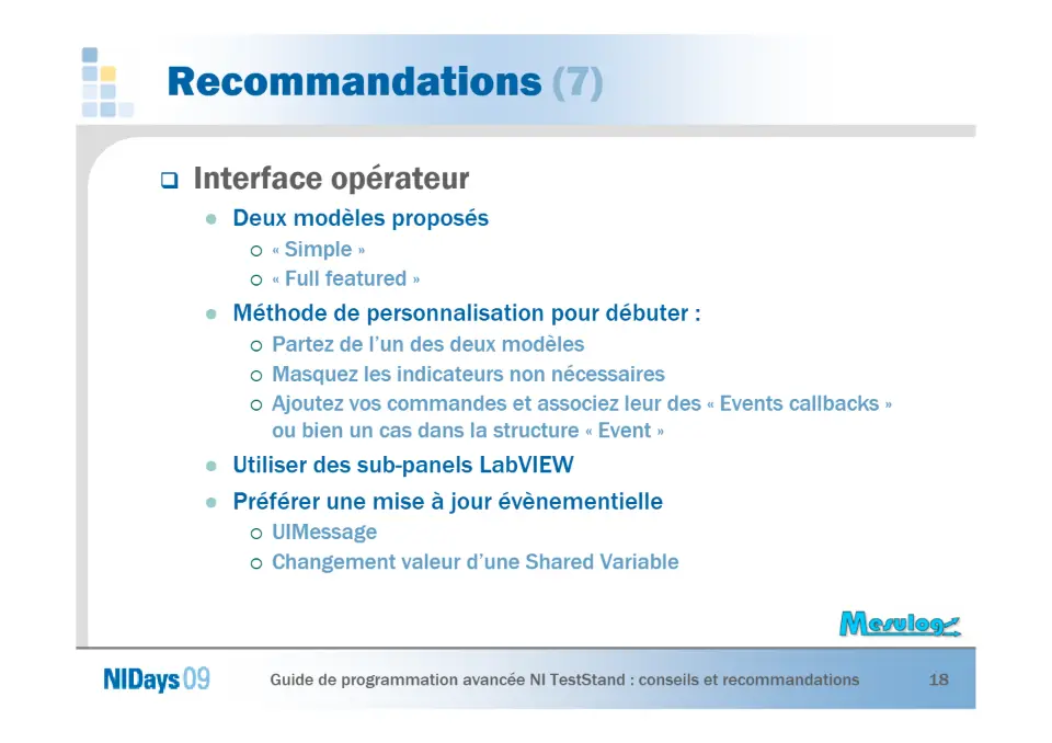Guide de programmation avancée NI TestStand – diapositive 18