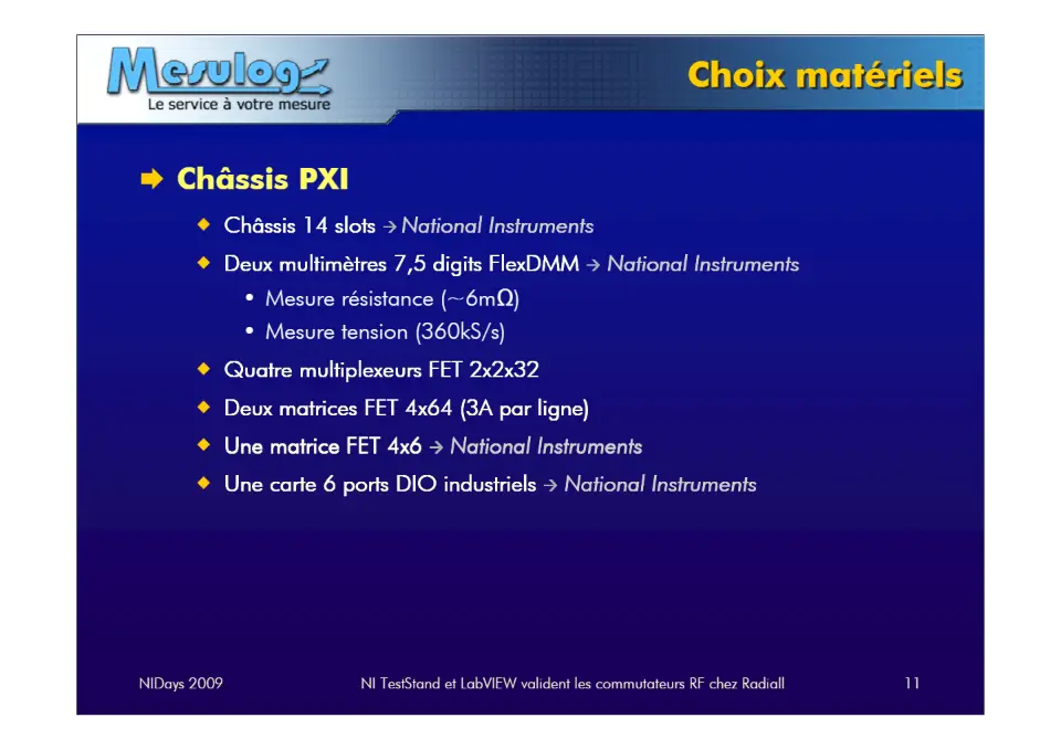 Choix matériels – diapositive 11