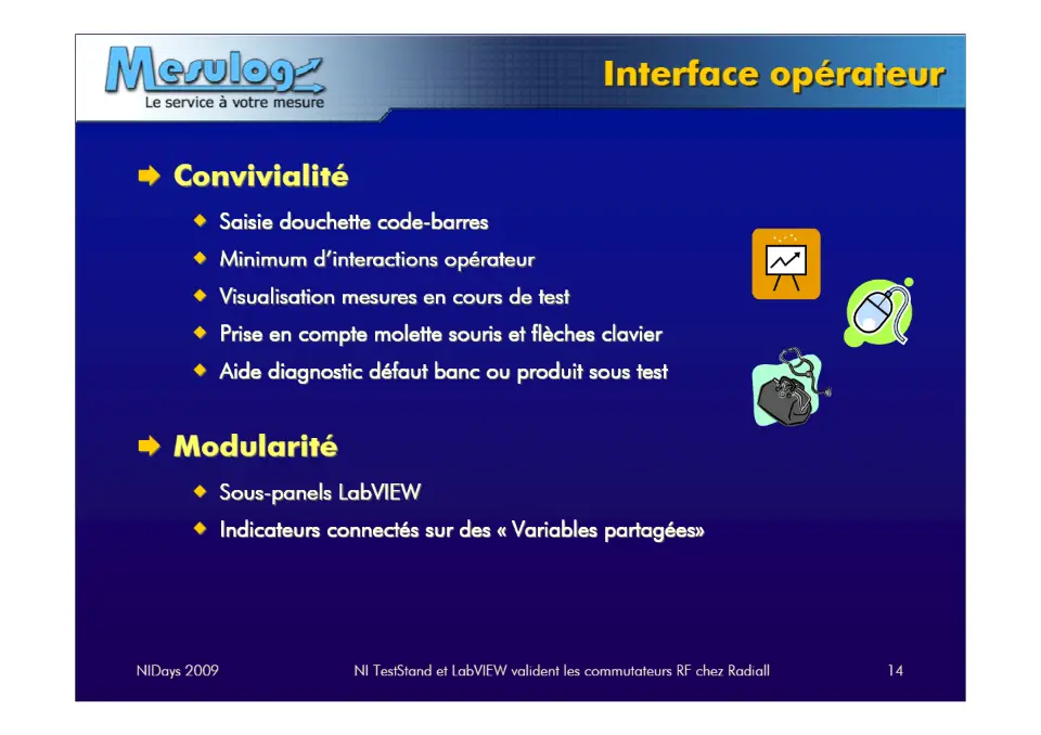 Interface opérateur – diapositive 14