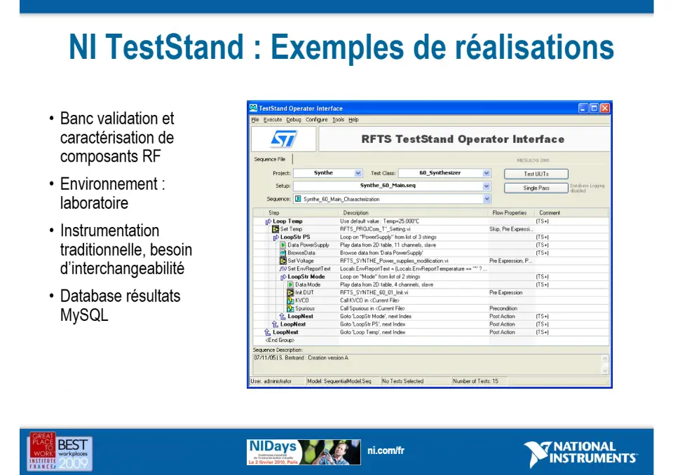 Développez vos systèmes automatisés de tests et de validation plus rapidement avec NI TestStand – diapositive 13