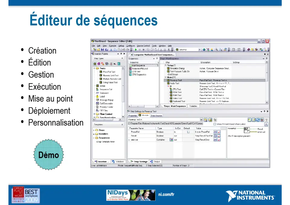 Développez vos systèmes automatisés de tests et de validation plus rapidement avec NI TestStand – diapositive 14