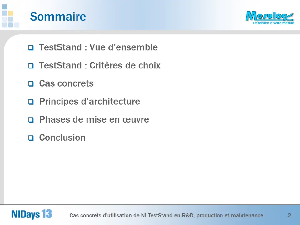 Sommaire – diapositive 2
