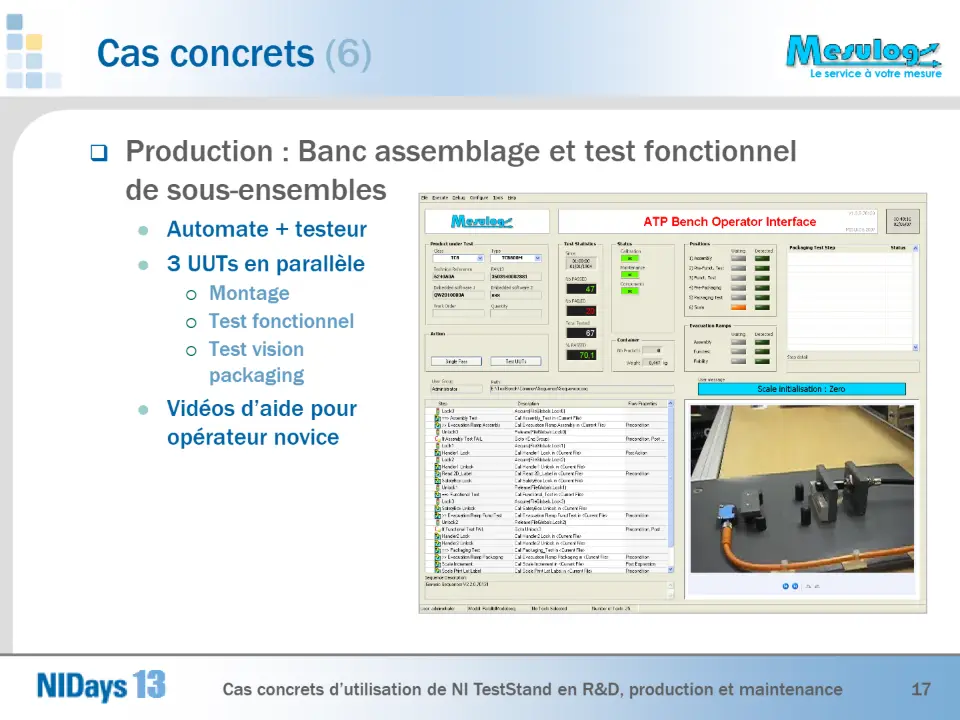  Production : Banc assemblage et test fonctionnel de sous-ensembles – diapositive 17