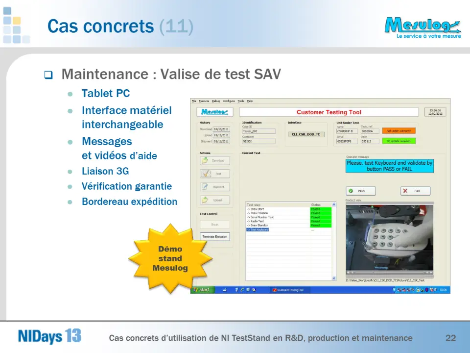  Maintenance : Valise de test SAV – diapositive 22