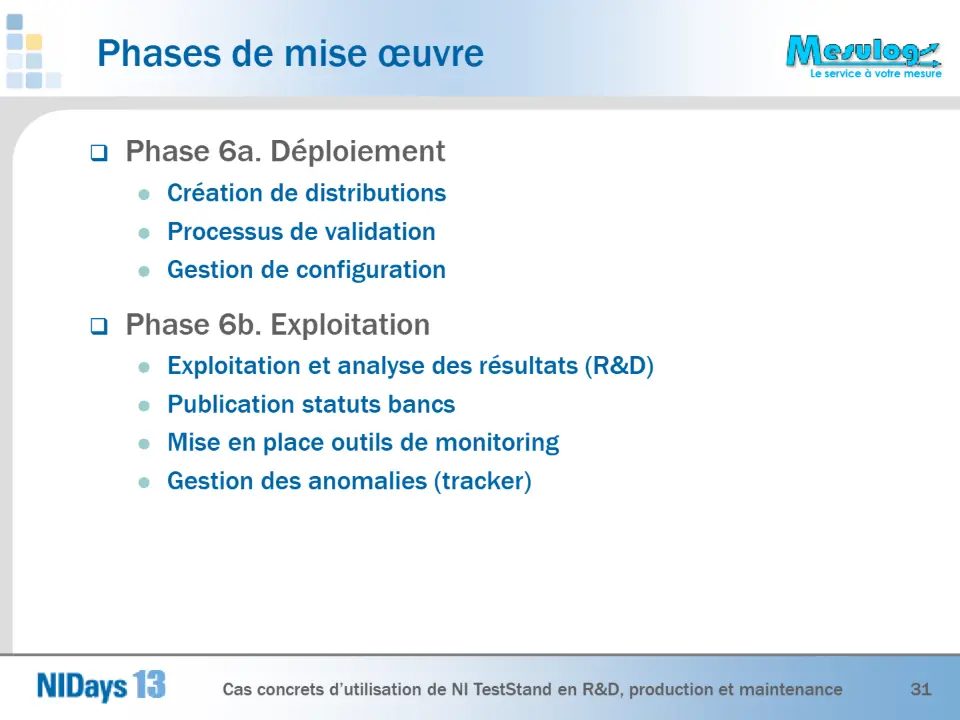 Phases de mise œuvre – diapositive 31